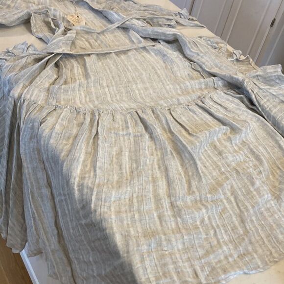 Maggie The Label 100% Linen Stevie Ruffled Wrap Dress Mint Grey Australia - Picture 11 of 12